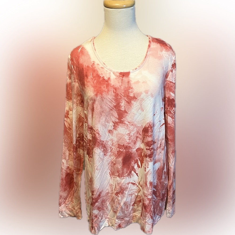 Chico’s Pink Tie-Dye Long Sleeve Layering Top size L